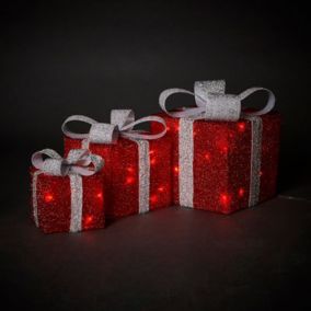 LED Red Freestanding Present trio