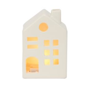LED White Freestanding Ceramic House