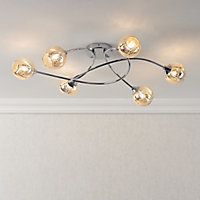 Ledbury Glass & steel Chrome effect 6 Lamp Ceiling light