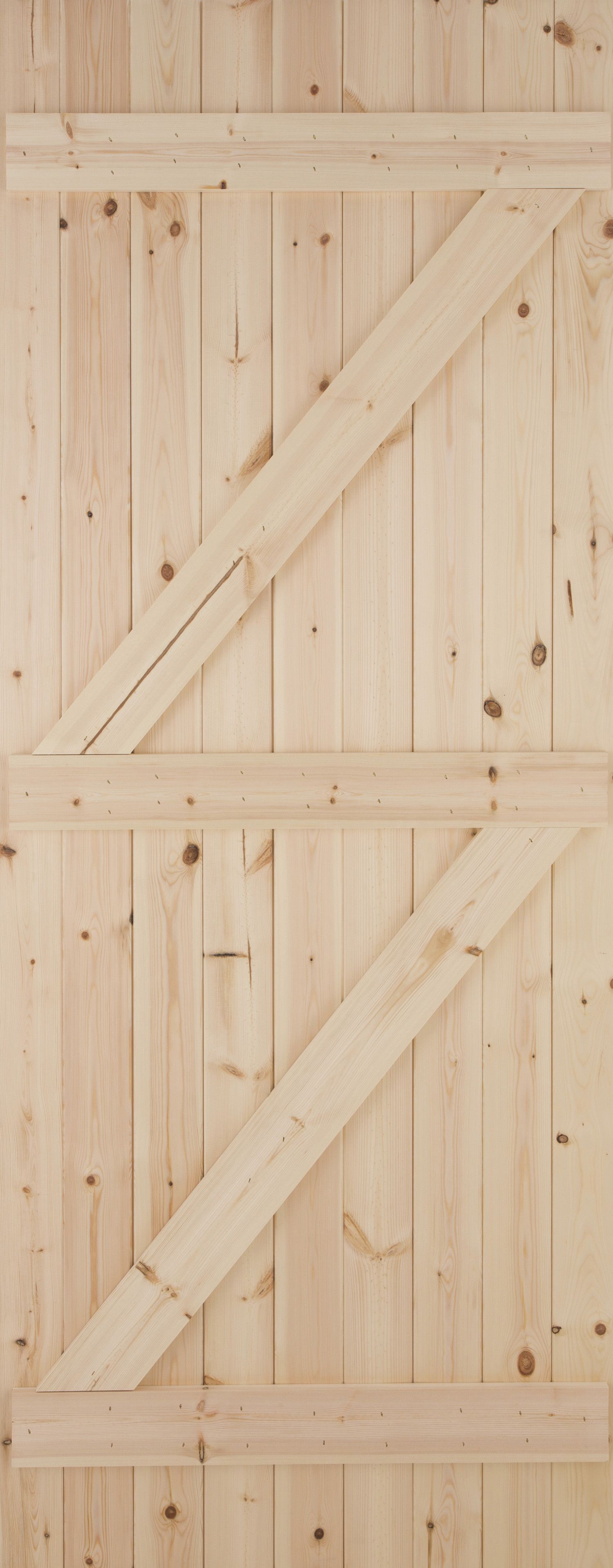 Ledged & braced Cottage Wooden Pine veneer Swinging External Side Back door, (H)2032mm (W)813mm