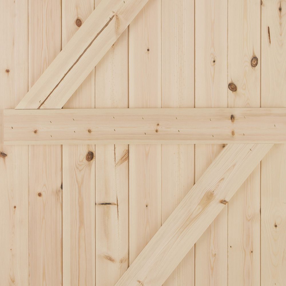 Ledged & braced Cottage Wooden Pine veneer Swinging External Side Back door, (H)2032mm (W)813mm