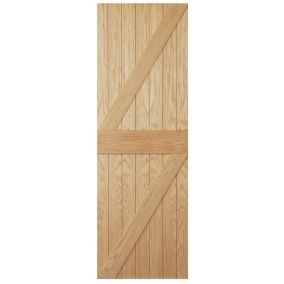 Ledged & braced Oak veneer LH & RH External Front Door, (H)1981mm (W)838mm