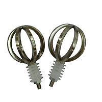 Leire Stainless steel effect Metal Cage ball Curtain pole finial (Dia)19mm, Pack of 2