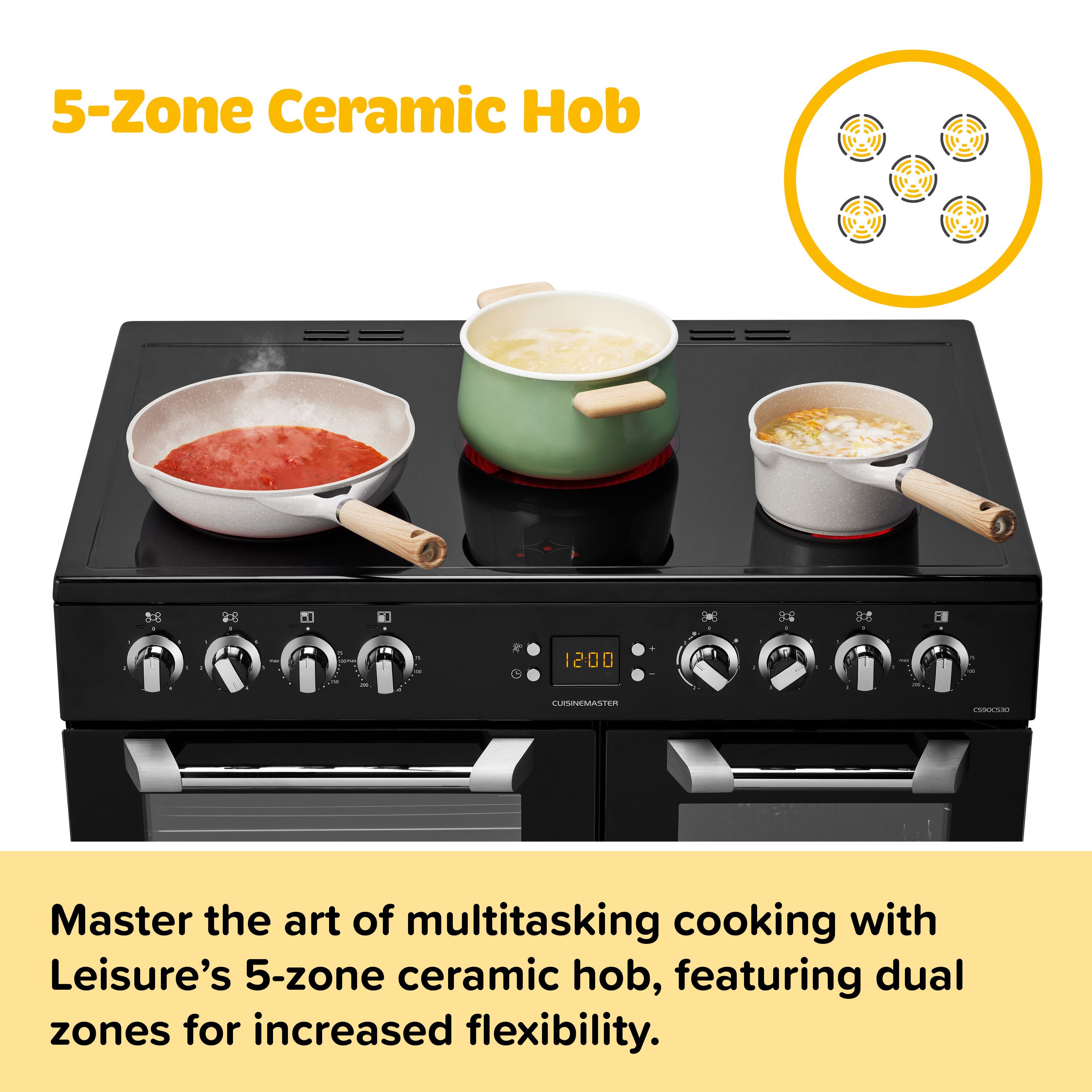 Leisure CS90C530K Freestanding Electric Range cooker with Ceramic Hob - Black