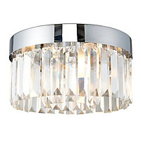 Lemont Brushed Glass & metal Chrome effect 3 Lamp Bathroom LED Ceiling light