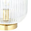 Lena Ribbed Brushed Gold effect Table lamp