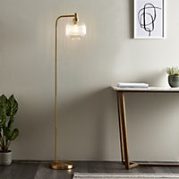 Lena Ribbed Satin Gold effect Floor lamp