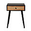 Leona Matt black rattan effect 1 Drawer Bedside table (H)580mm (W)350mm (D)450mm