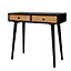 Leona Matt black rattan effect 2 Drawer Console table (H)790mm (W)400mm (D)800mm