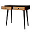 Leona Matt black rattan effect 2 Drawer Console table (H)790mm (W)400mm (D)800mm