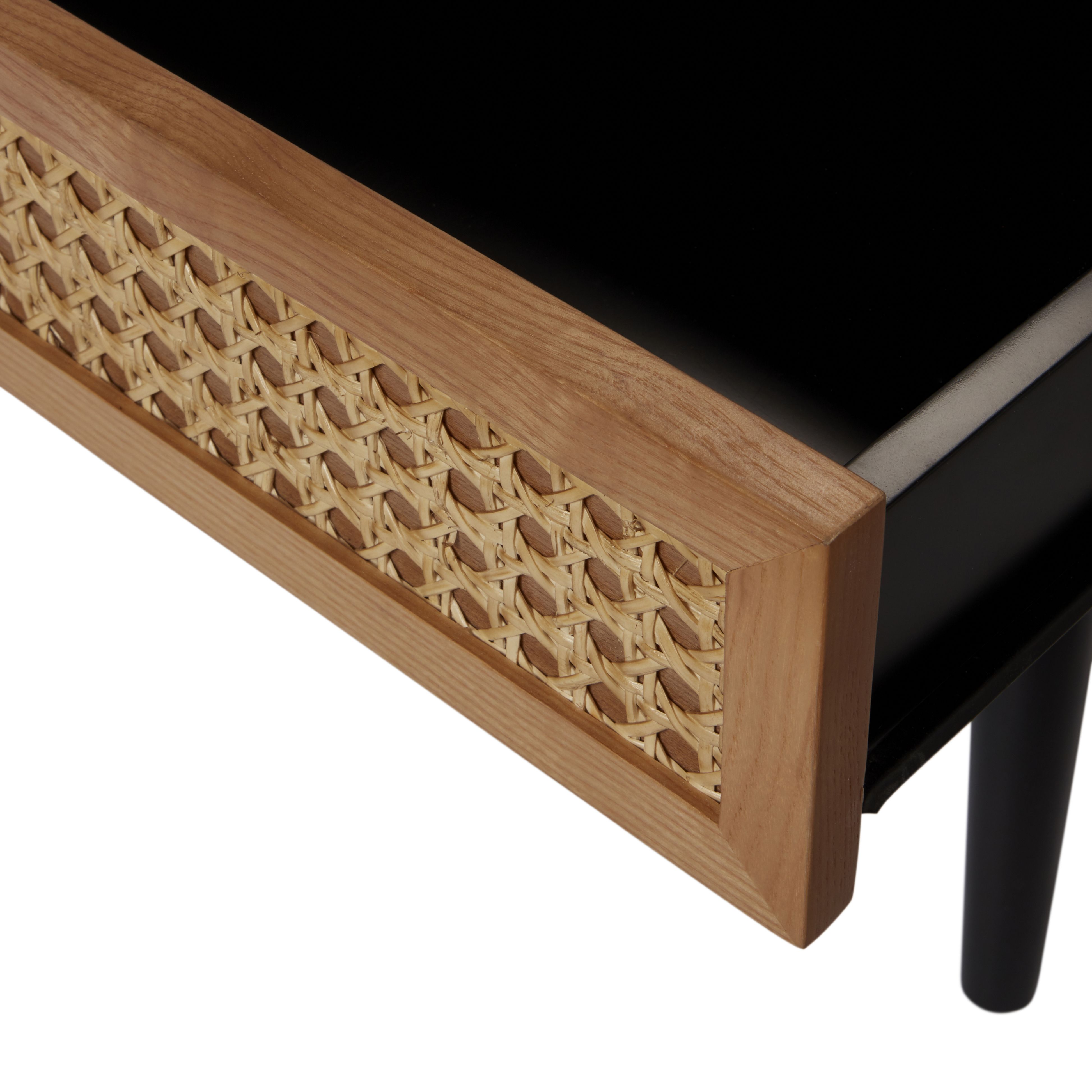 Leona Matt black rattan effect Coffee table (H)400mm (W)1150mm (D)600mm