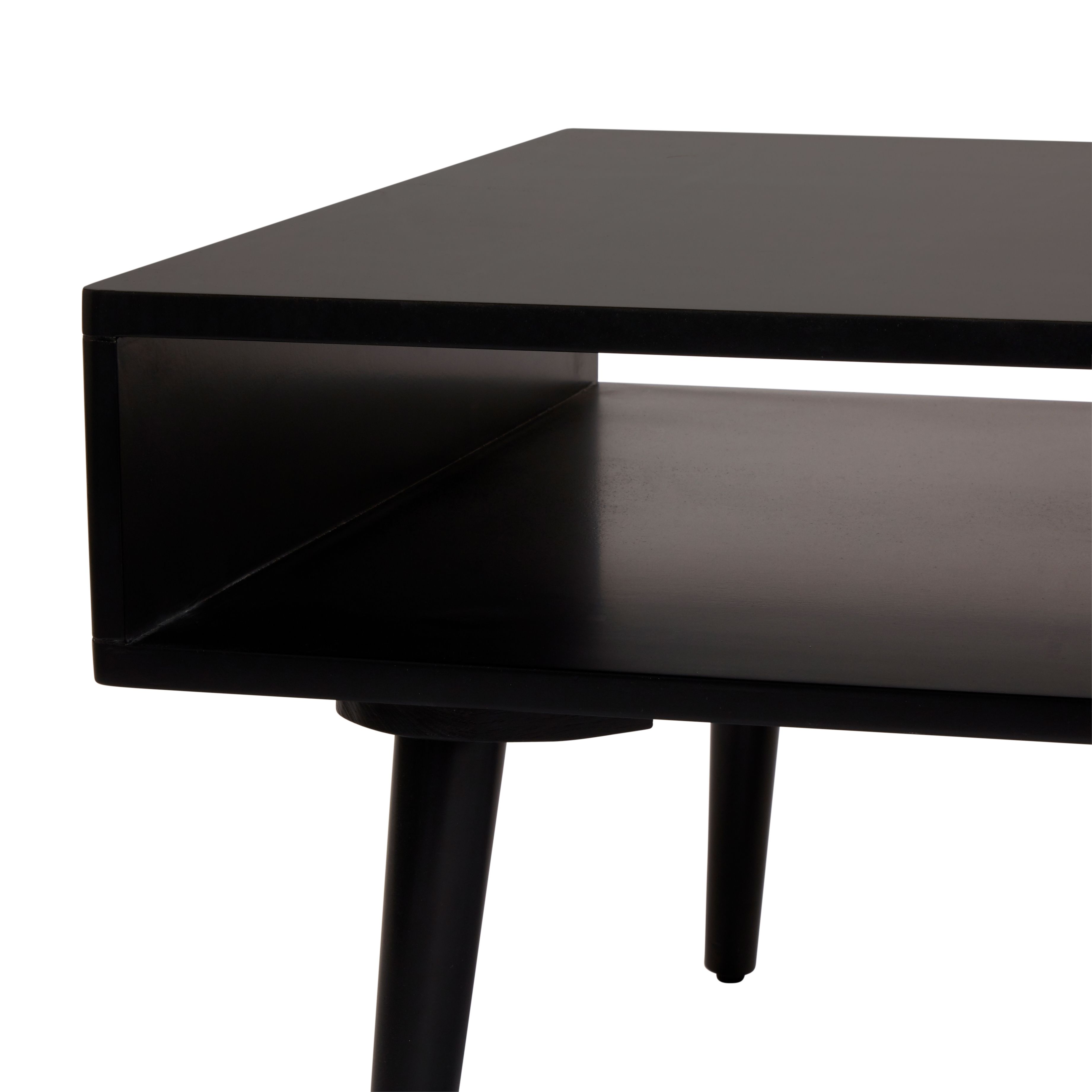 Leona Matt black rattan effect Coffee table (H)400mm (W)1150mm (D)600mm