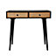 Leona Matt black rattan effect Console table (H)79cm (W)40cm (D)80cm