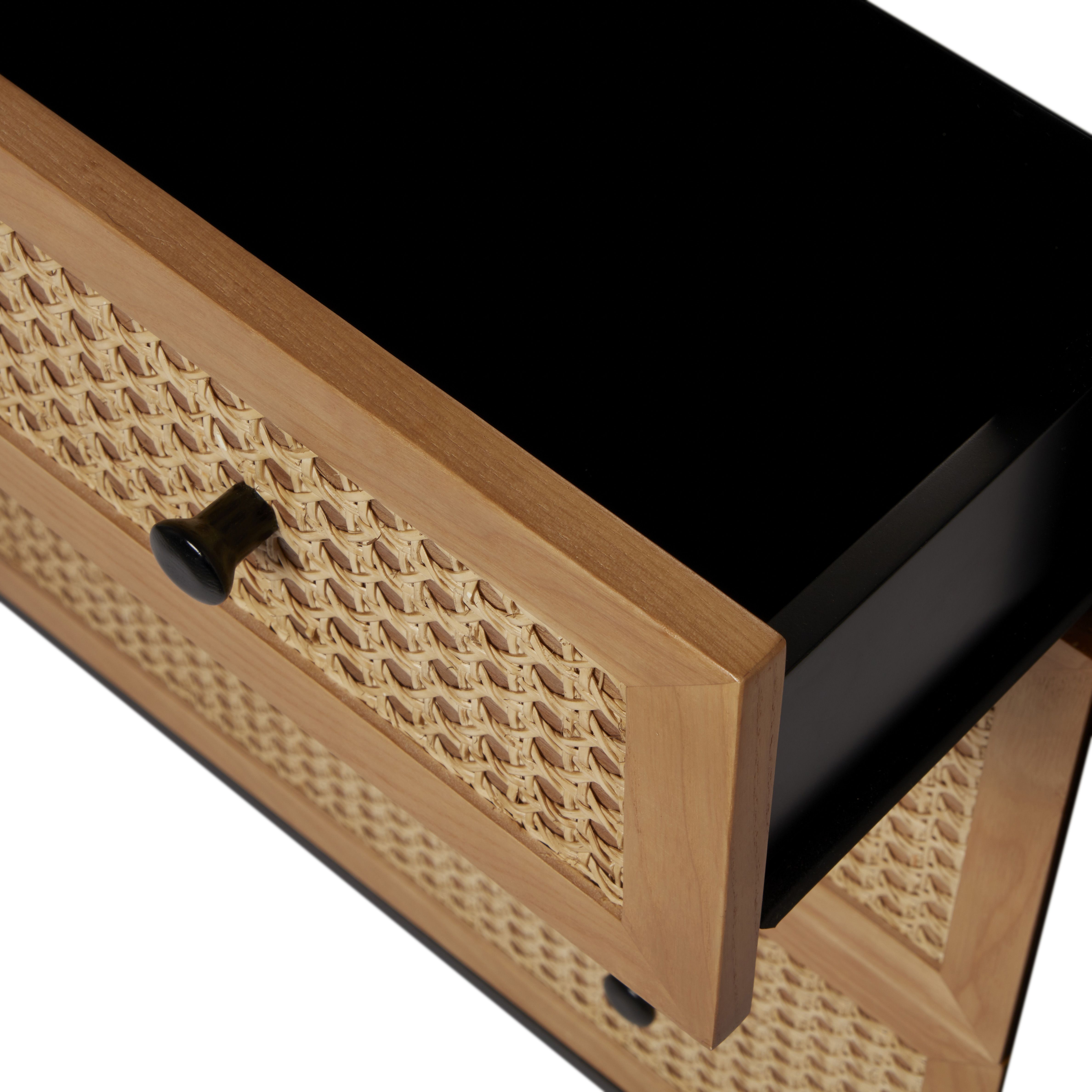 Leona Textured Matt black rattan effect 3 Drawer Rattan Chest of drawers (H)780mm (W)800mm (D)400mm