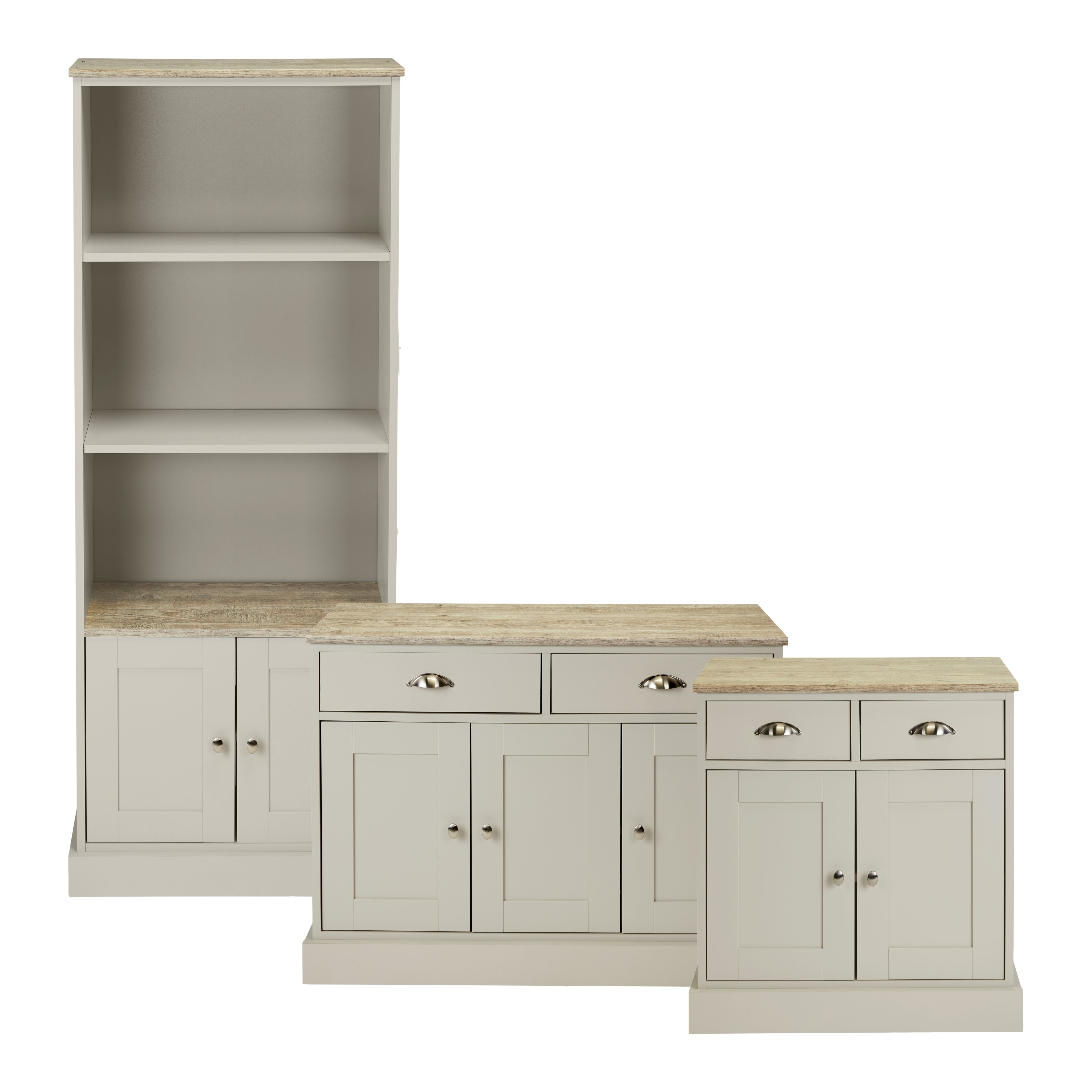 Letvica Matt grey 1 compartment 3 Shelf Freestanding Rectangular Bookcase (H)1826mm (W)737mm (D)291mm