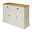 Letvica Matt white light oak effect 2 drawer Shaker Sideboard (H)771mm (W)1067mm (D)408mm