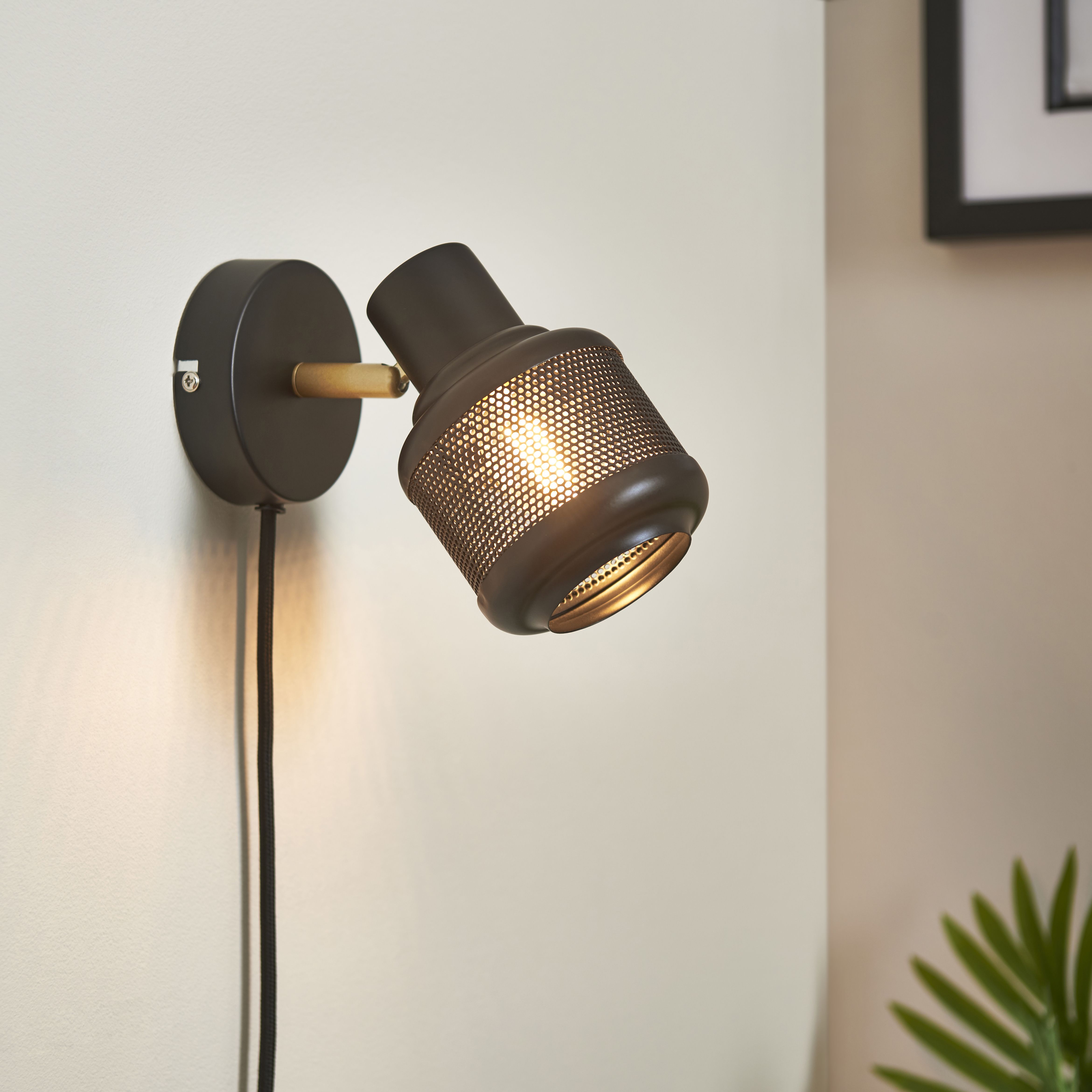 Modern black plug in deals wall sconce