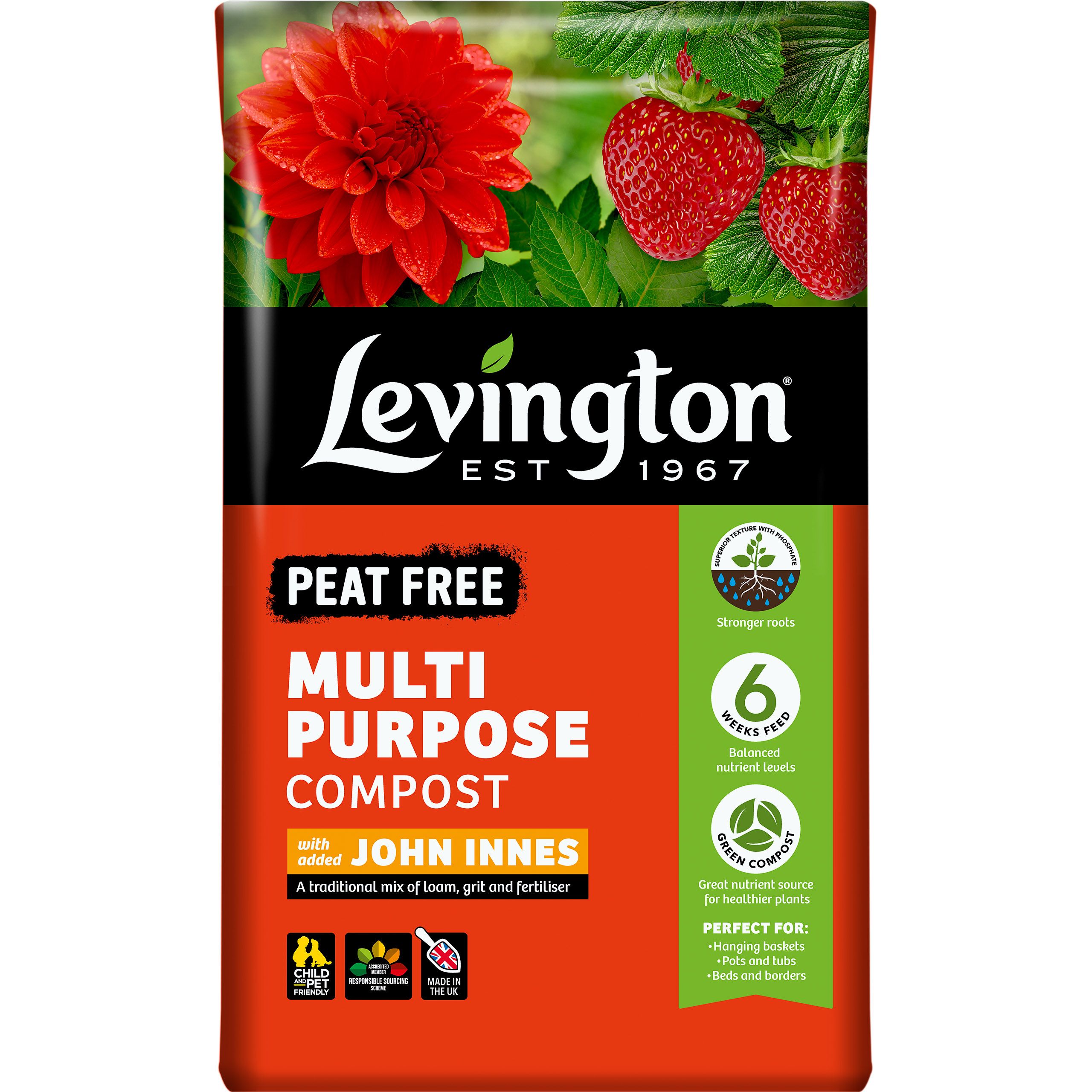 Levington Growing Media Peat-free Multi-purpose Compost 50L