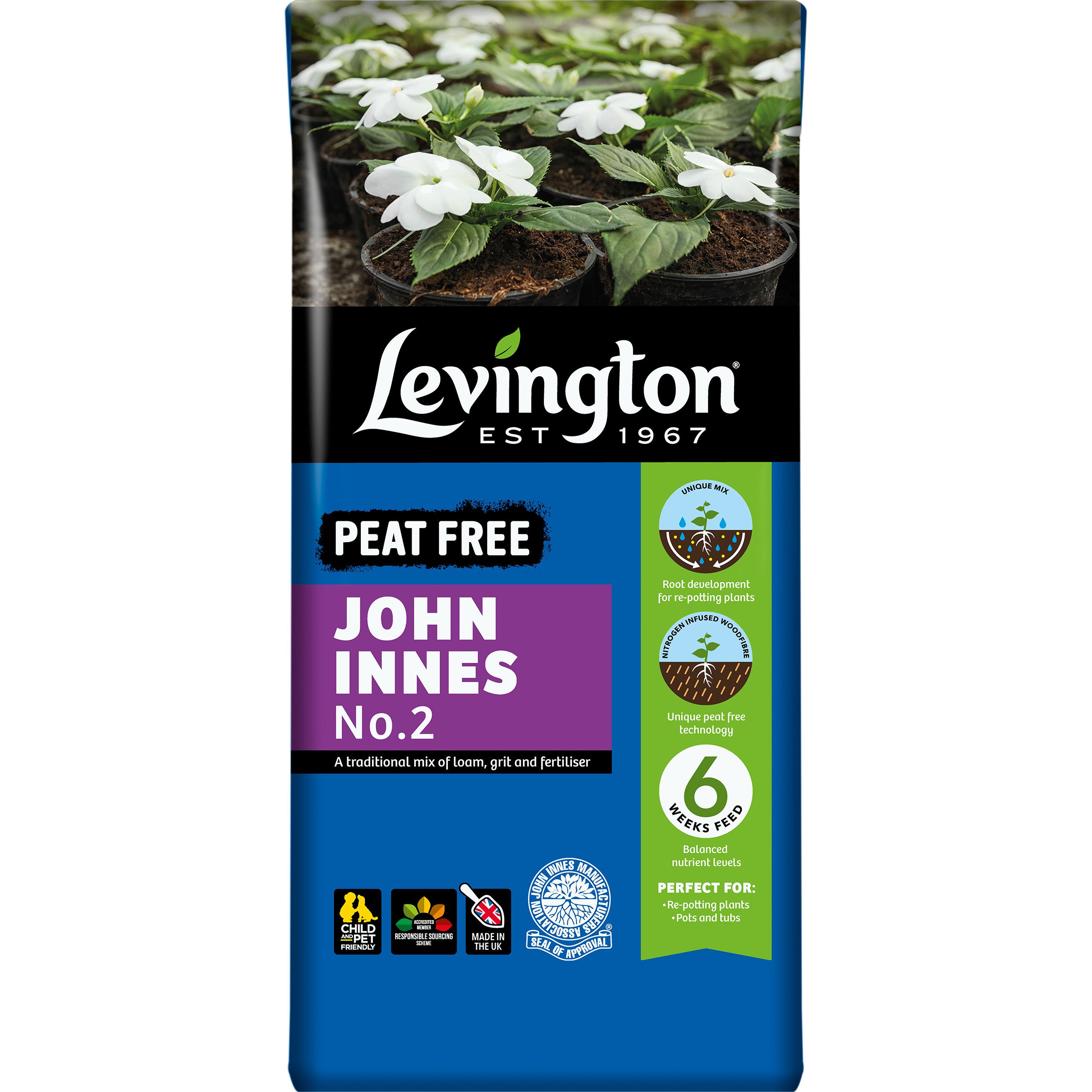 Levington John Innes No.2 Peat-free Multi-purpose Compost 25L | DIY at B&Q