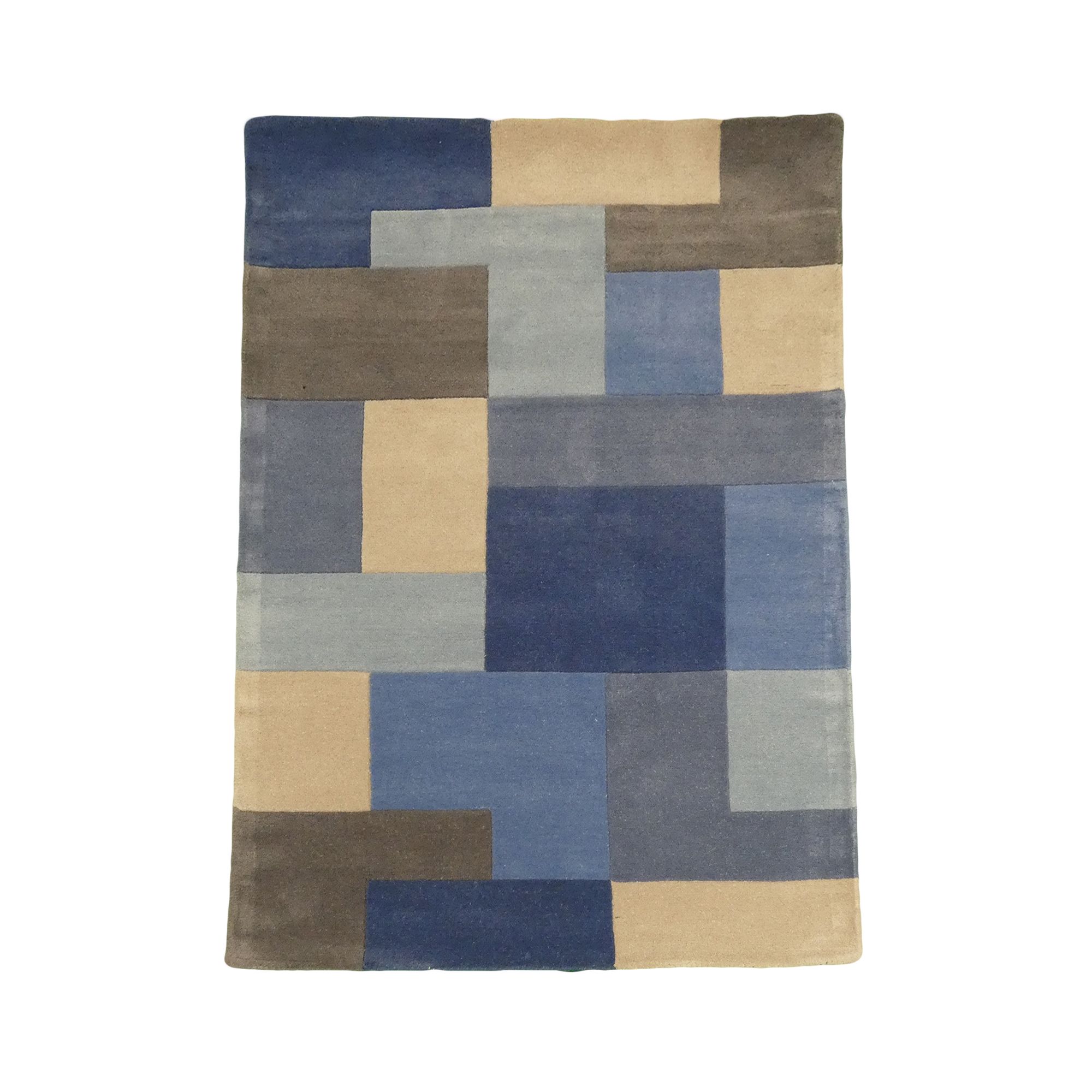 Lexus Blue Block Medium Rug, (L)170cm x (W)120cm