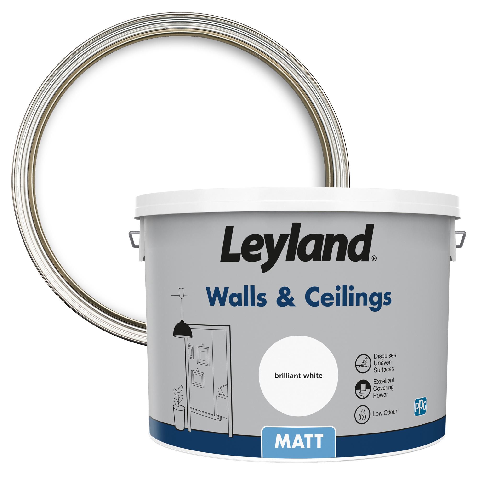 thumbnail image 2 of Leyland Matt Emulsion Paint - Brilliant White, 10 Litre Tin, Washable Finish 2 of 6