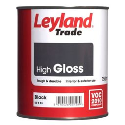 Leyland Trade Black Gloss Metal & wood paint, 0.75L