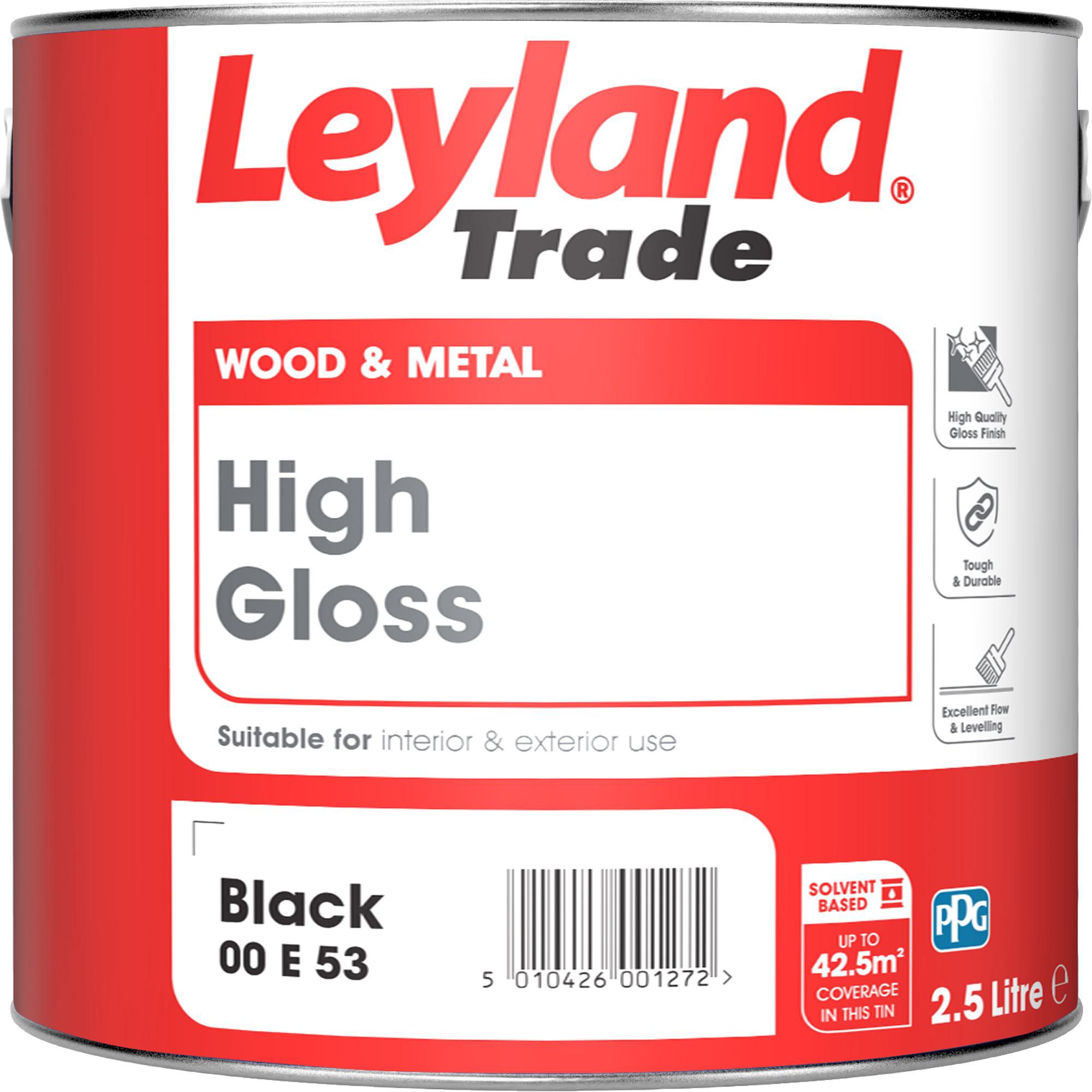 Leyland Trade Black Gloss Metal & wood paint, 2.5L