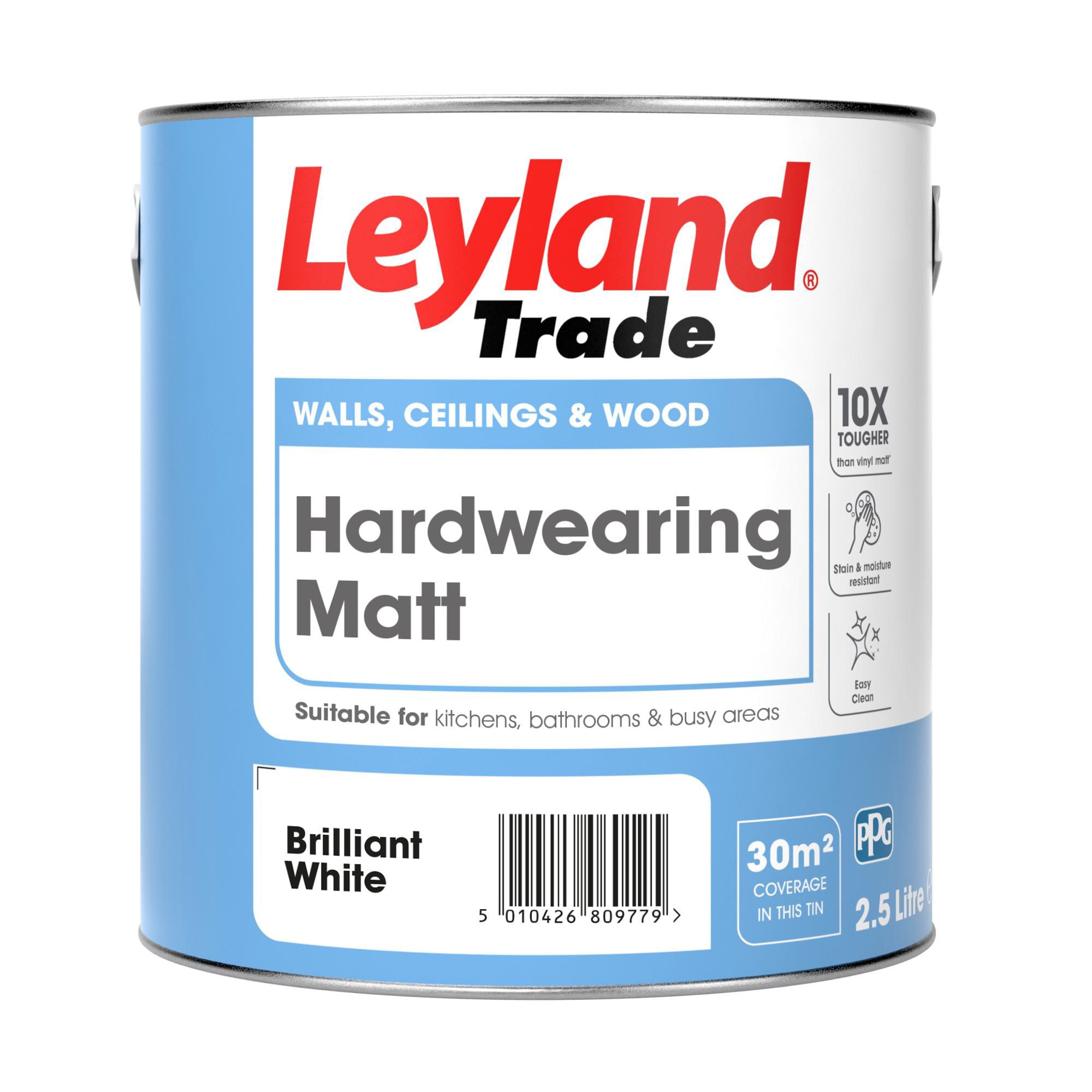 Leyland Trade Brilliant White Matt Emulsion paint, 2.5L