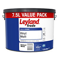 Leyland Trade Brilliant White Vinyl matt Emulsion paint, 7.5L