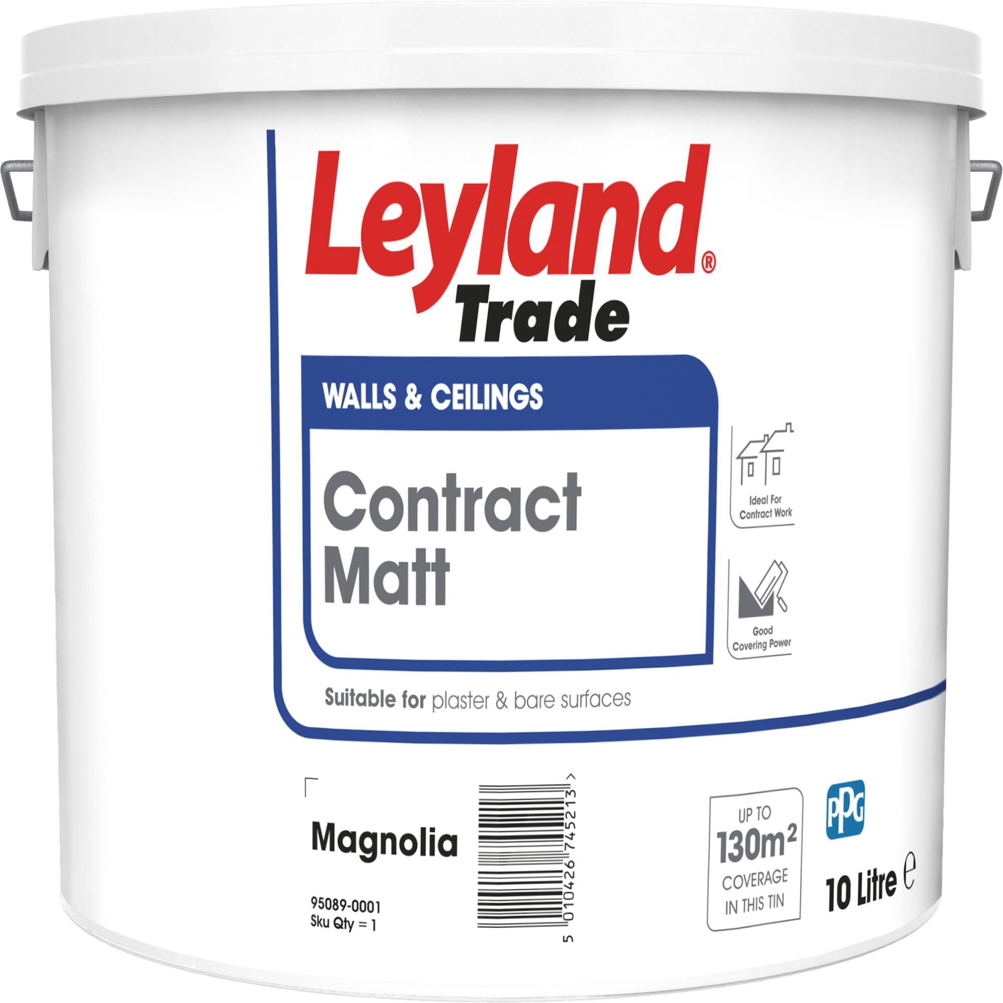 Product image for Leyland Trade Contract Magnolia Matt Emulsion paint, 10L