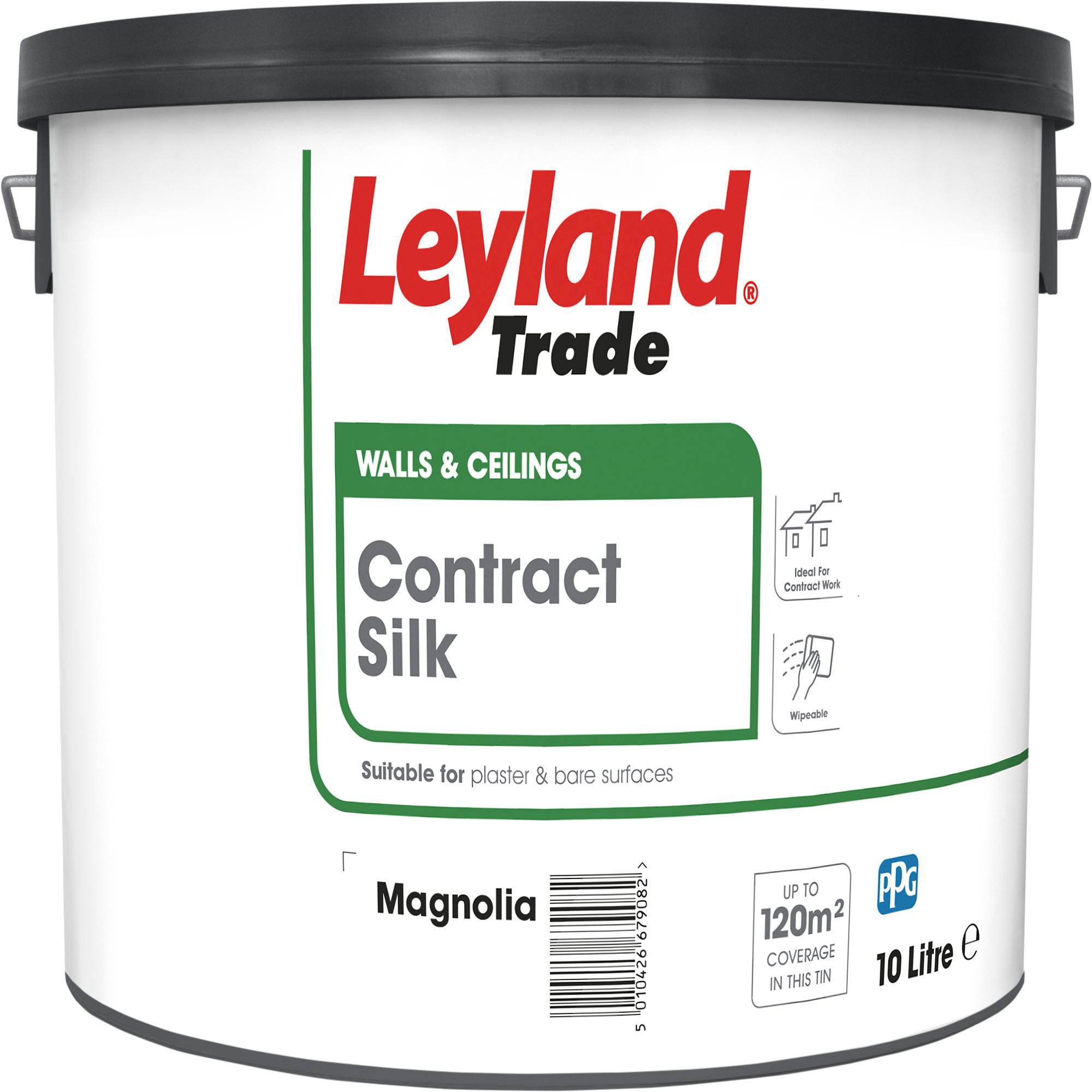 Product image for Leyland Trade Contract Magnolia Silk Emulsion paint, 10L