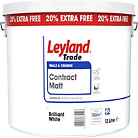 Leyland Trade Contract White Matt Emulsion paint, 12L