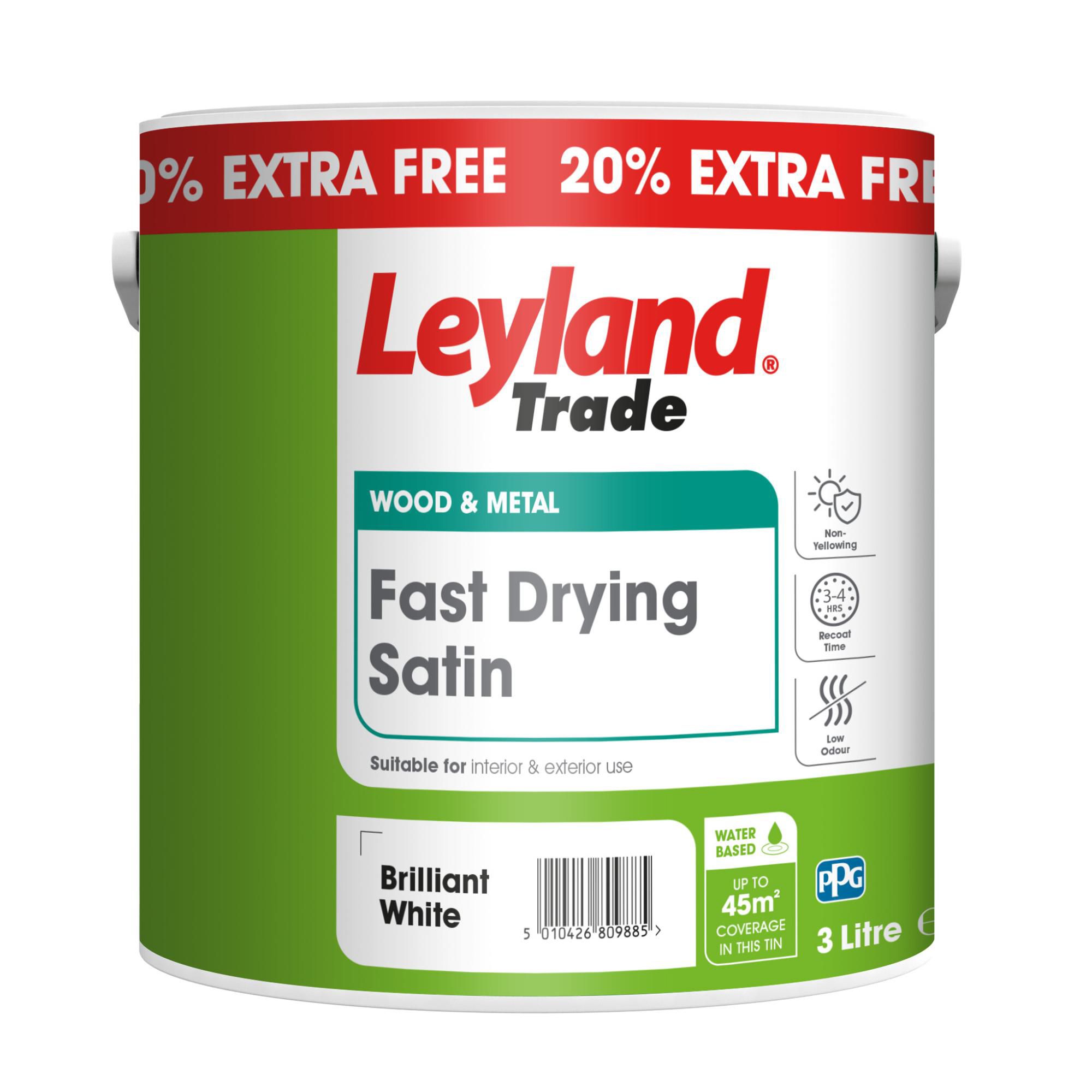 Buy Leyland Trade Fast drying Brilliant White Satinwood Metal & wood