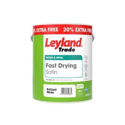 Leyland Trade Fast drying Pure brilliant white Satin Metal & wood paint, 3L