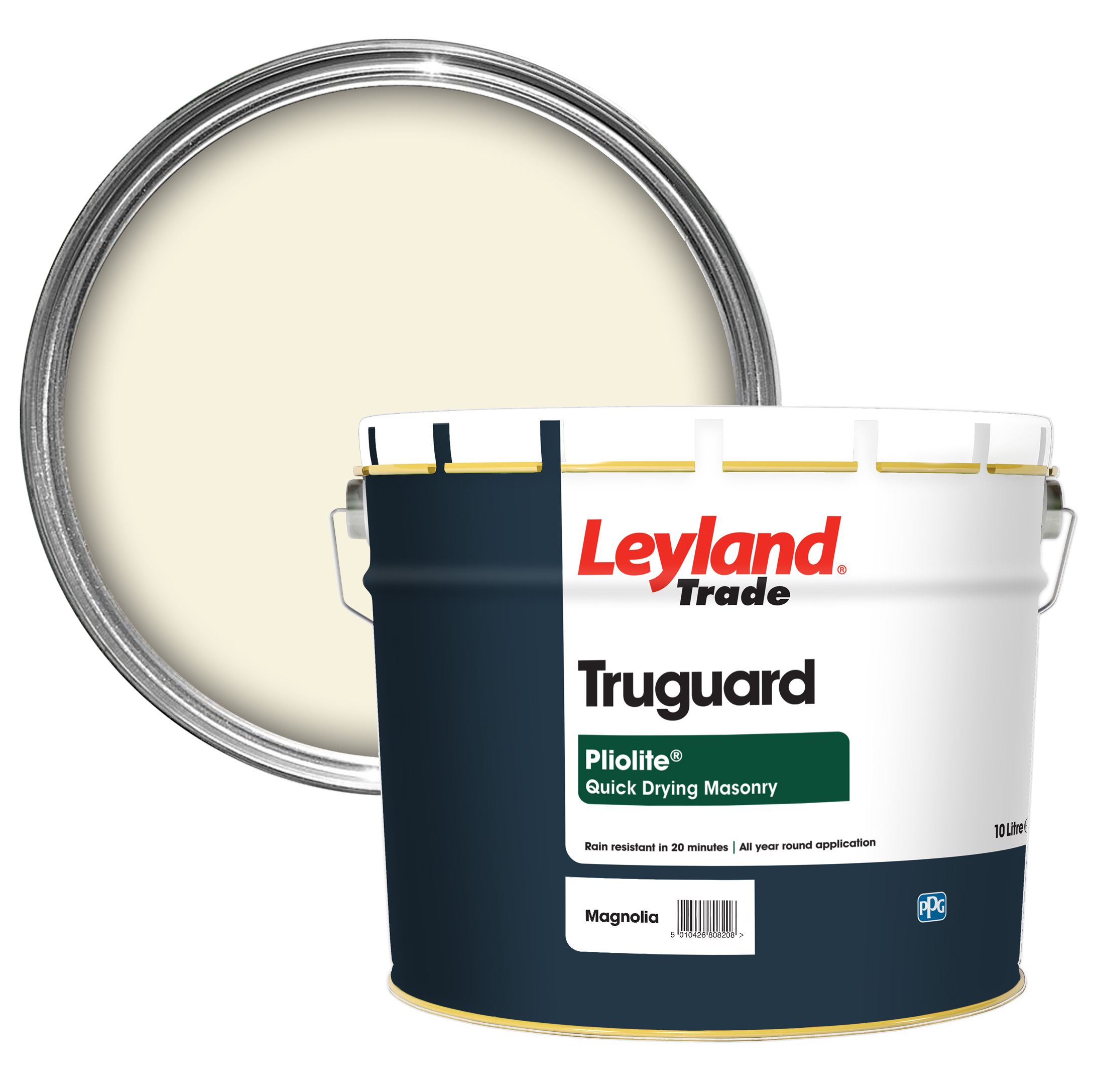 Leyland Trade Pliolite Magnolia Smooth Matt Masonry paint, 10L DIY at B&Q
