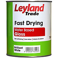Leyland Trade Pure brilliant white Gloss Metal & wood paint, 0.75L