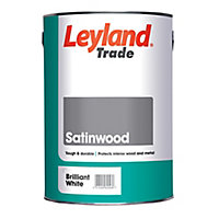 Leyland Trade Pure brilliant white Satin Metal & wood paint, 5L
