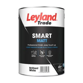 Leyland Trade Smart Brilliant White Flat matt Emulsion paint, 5L