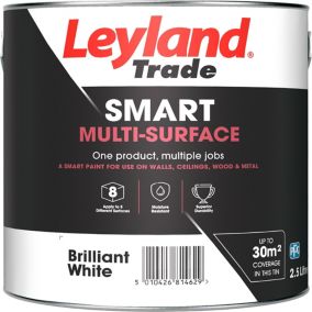 Leyland Trade Smart Brilliant White Mid sheen Multi-room Multi-surface paint, 2.5L