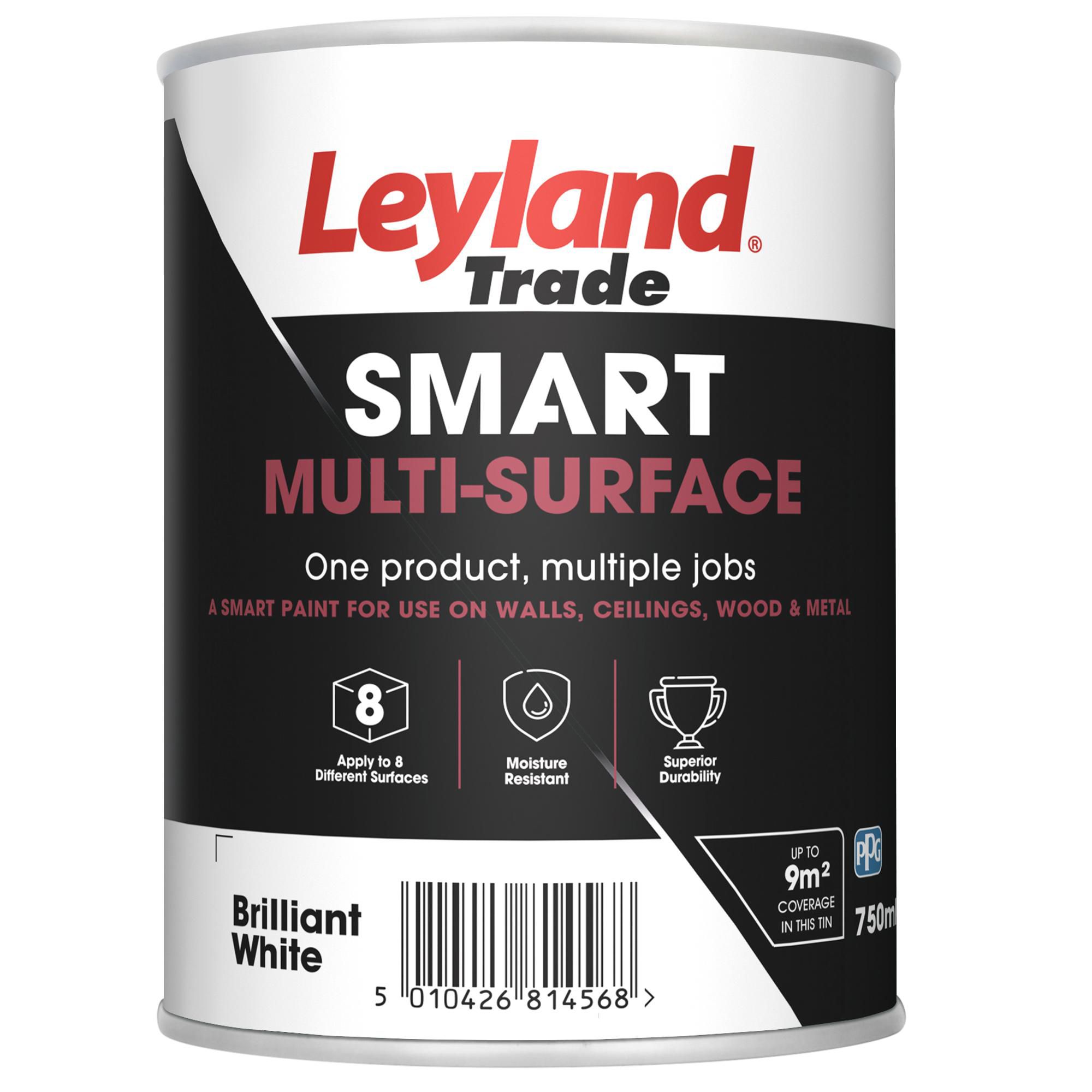 Leyland Trade Smart Brilliant White Mid sheen Multi-room Multi-surface paint, 750ml