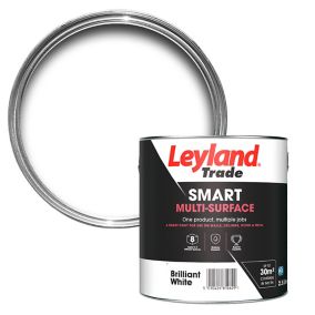 Leyland Trade Smart Brilliant white Mid sheen Multi-surface paint, 2.5L