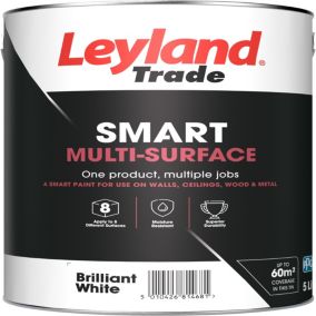 Leyland Trade Smart Brilliant White Mid sheen Multi-surface paint, 5L