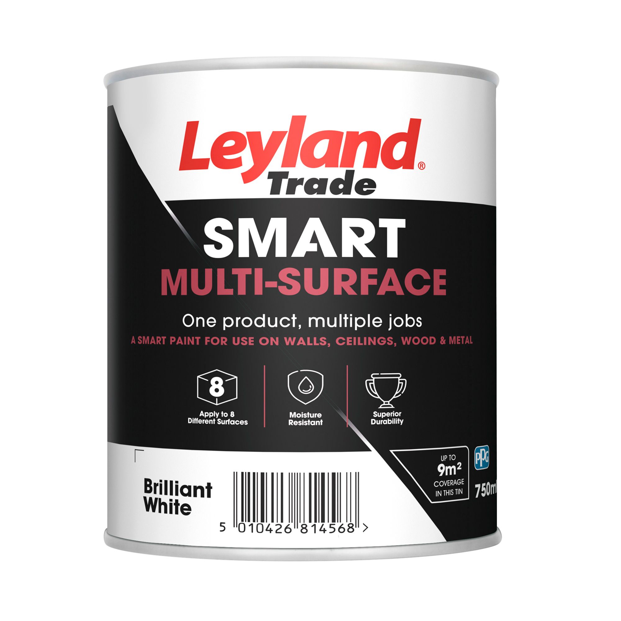 Leyland Trade Smart Brilliant White Mid sheen Multi-surface paint, 750ml