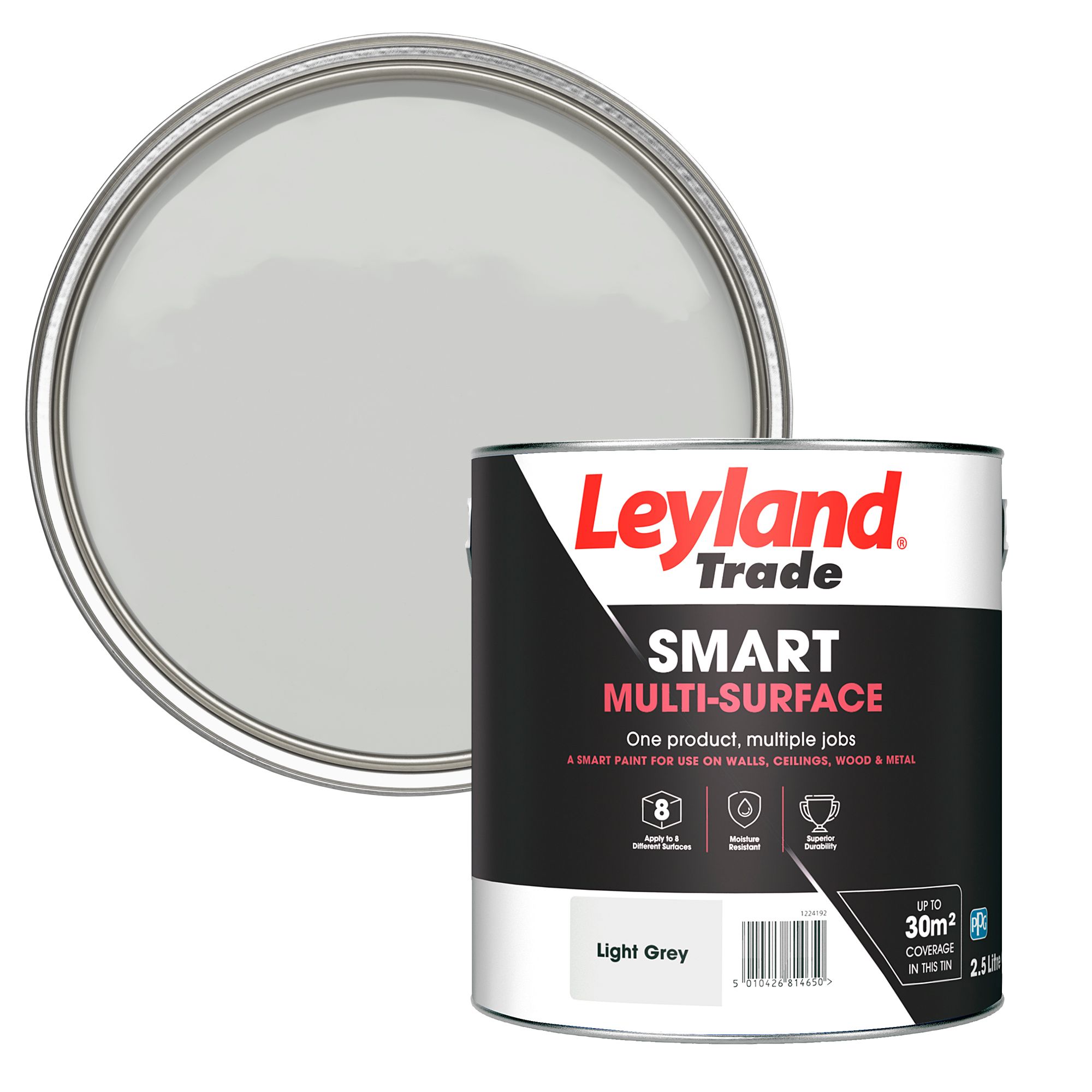 Leyland Trade Smart Light Grey Mid sheen Multi-room Multi-surface paint ...