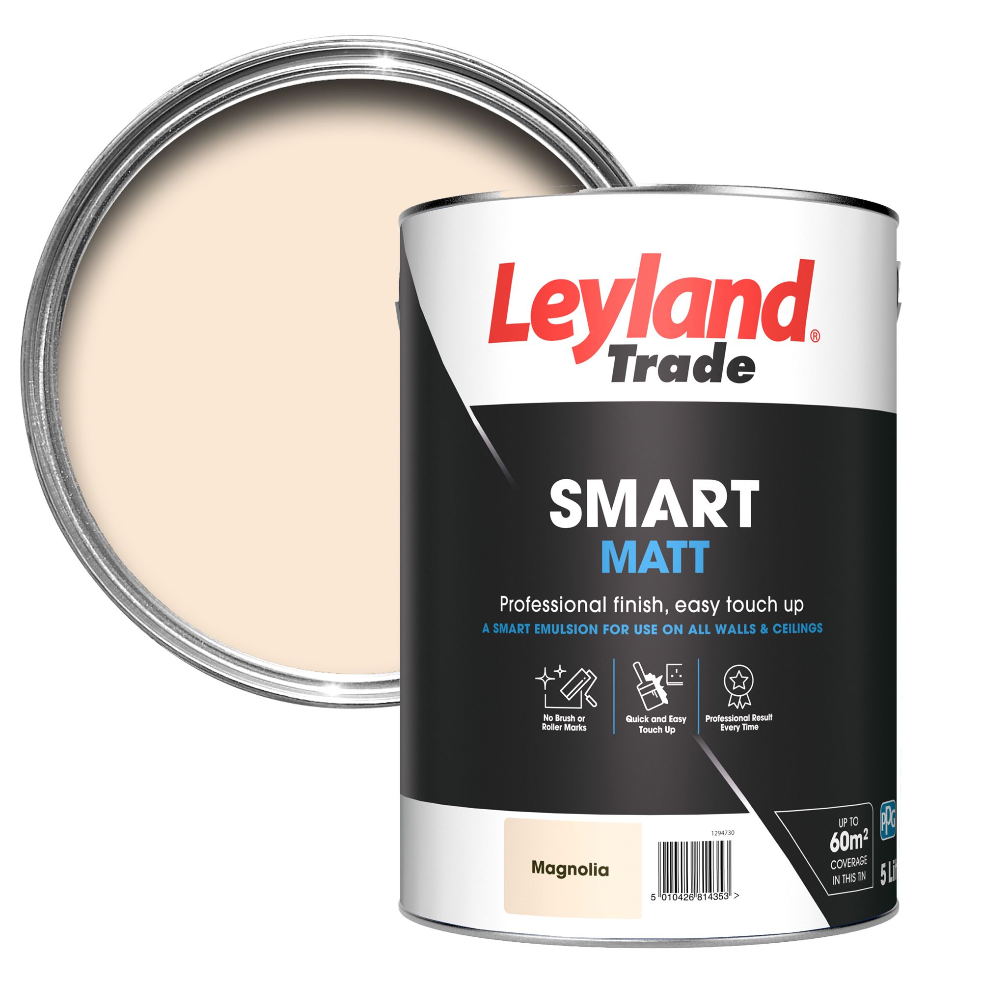 Leyland Trade Smart Magnolia Flat matt Emulsion paint, 5L