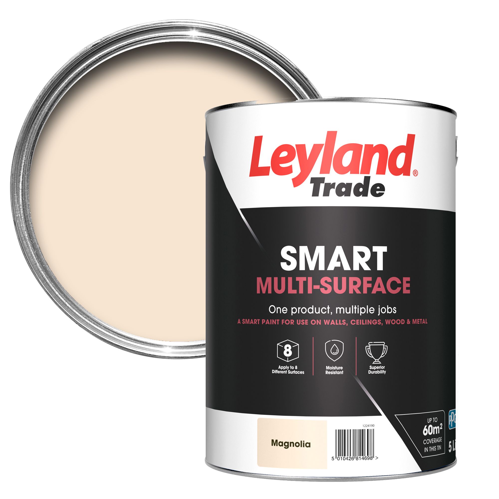 Leyland Trade Smart Magnolia Mid sheen Multisurface paint, 5L DIY at B&Q
