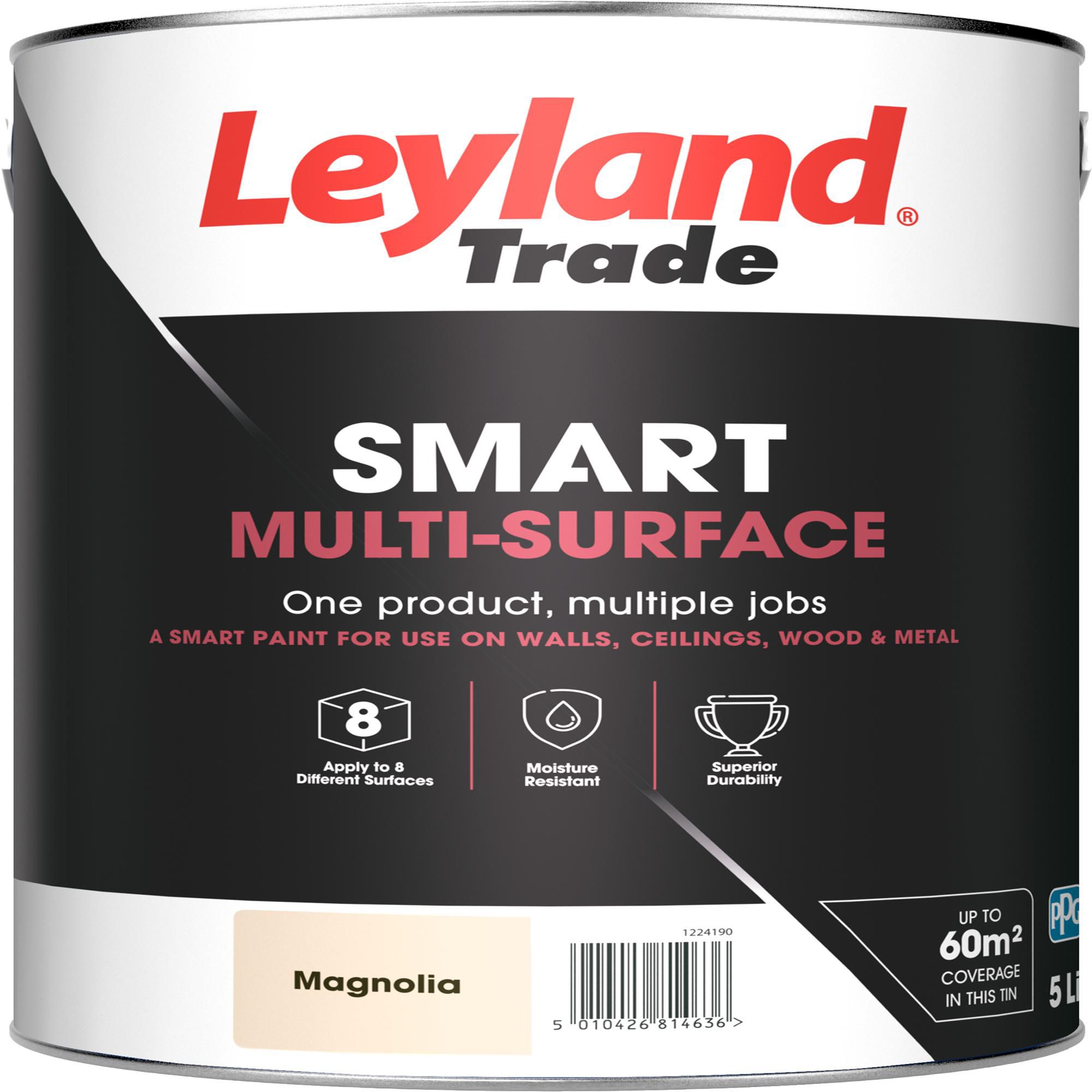 Leyland Trade Smart Magnolia Mid sheen Multisurface paint, 5L DIY at B&Q