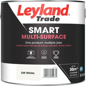 Leyland Trade Smart Off white Mid sheen Multi-surface paint, 2.5L