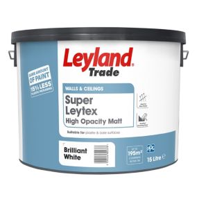Leyland Trade Super Leytex White Matt Emulsion paint, 15L