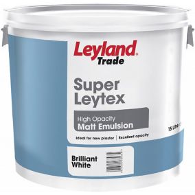 Leyland Trade Super Leytex White Matt Emulsion paint, 15L